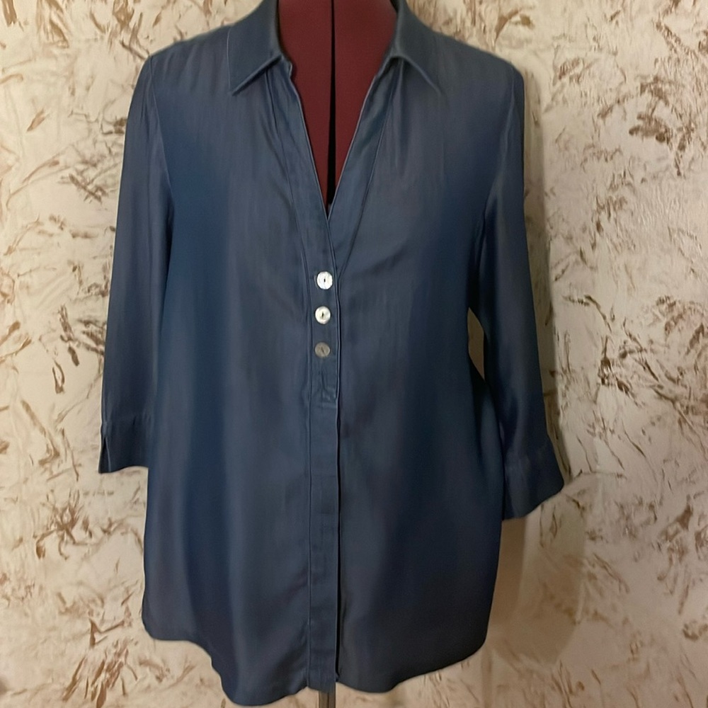 Lightweight blue button down shirt